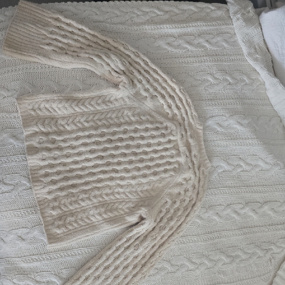J. Crew New With Tag Cream Cotton Blend Bouclé Cable-Knit Sweater - Picture 7 of 7